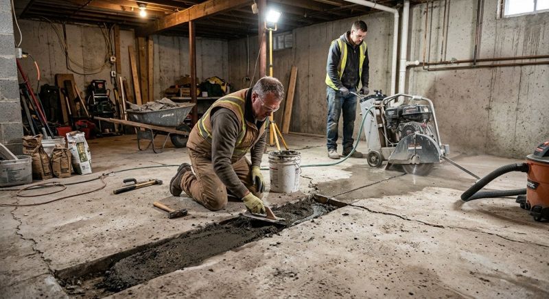 Cracked Basement Floor Repair in Fayette County, GA